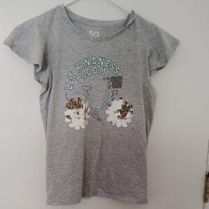 SO Gray Kids T-Shirt with Bicycle Sequin Design